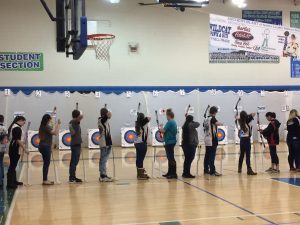 Lynn Camp students taking aim at archery competition.