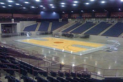 13th Region basketball tournament setup at The Arena