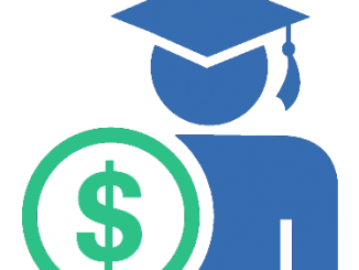 Scholarship icon showing graduate with dollar sign