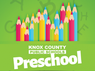 KCPS preschool text on a green background with colored pencils as the image and the alphabetic behind