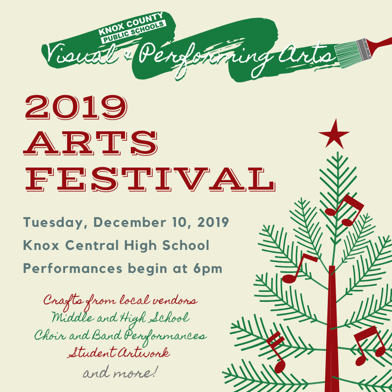 Arts Festival graphic featuring tree on cream background with text overlay of details.