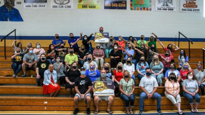 Central Elementary staff filled the gym bleachers to receive Knox County's Best award.