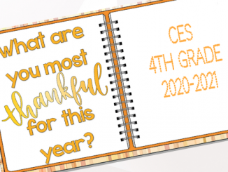 Small photo of the front slides of student book, title what are you most thankful for this year?