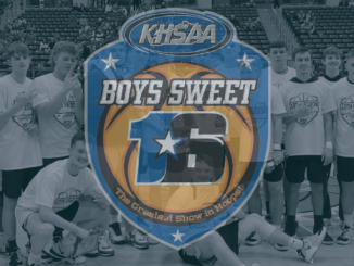 Knox Central boys team behind sweet 16 logo