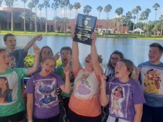 Lynn Camp Beta Club members are all smiles as they proudly display their 7th place plaque.