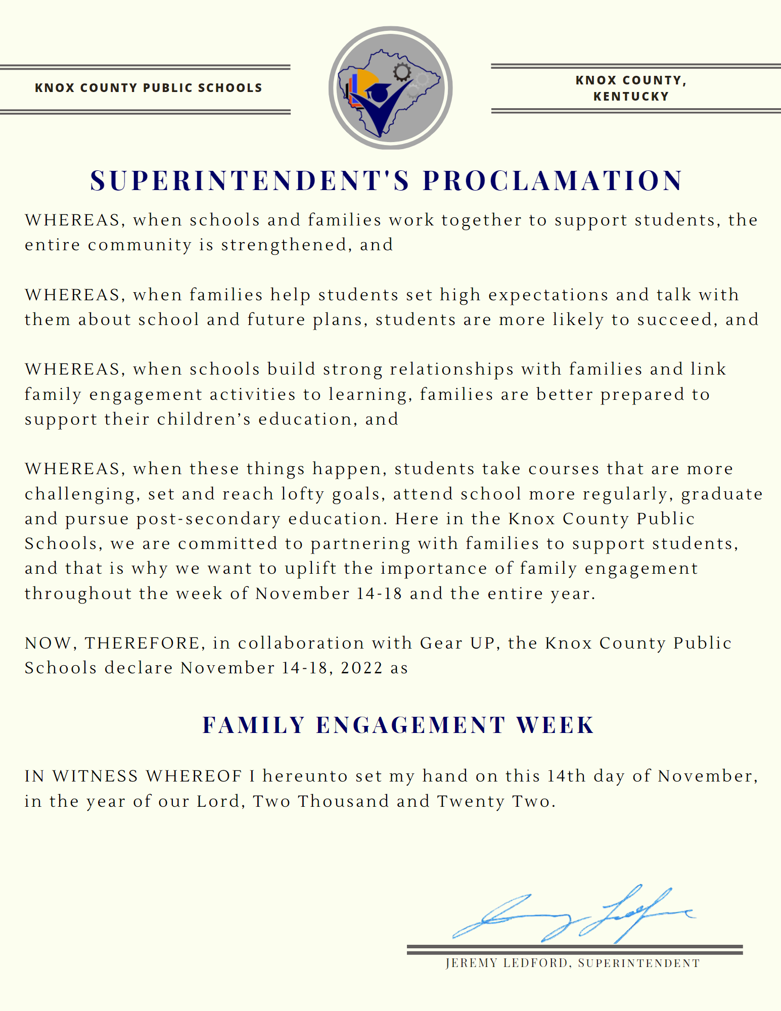 Family Engagement Proclamation