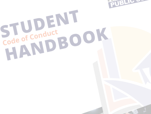 Graphic showing part of the front cover of the student code of conduct handbook.