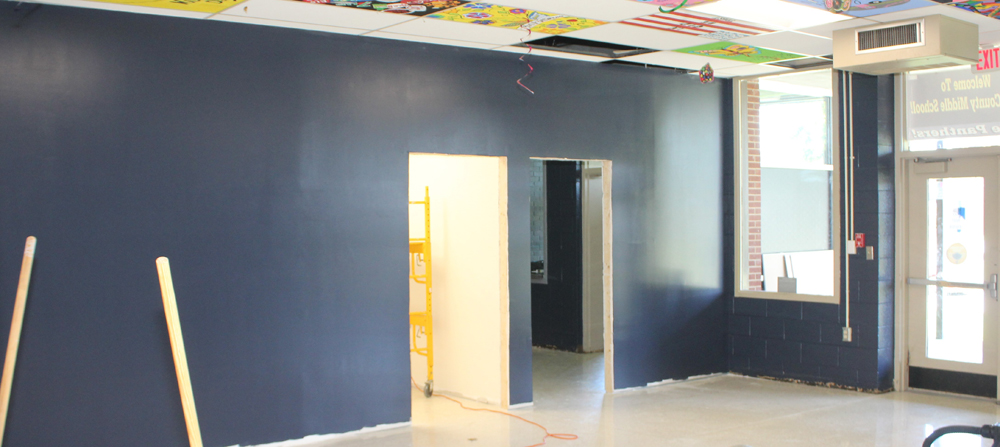 Office area in lobby at KCMS