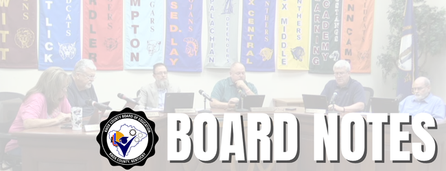 Page header showing Board of Education members seated at front of room.